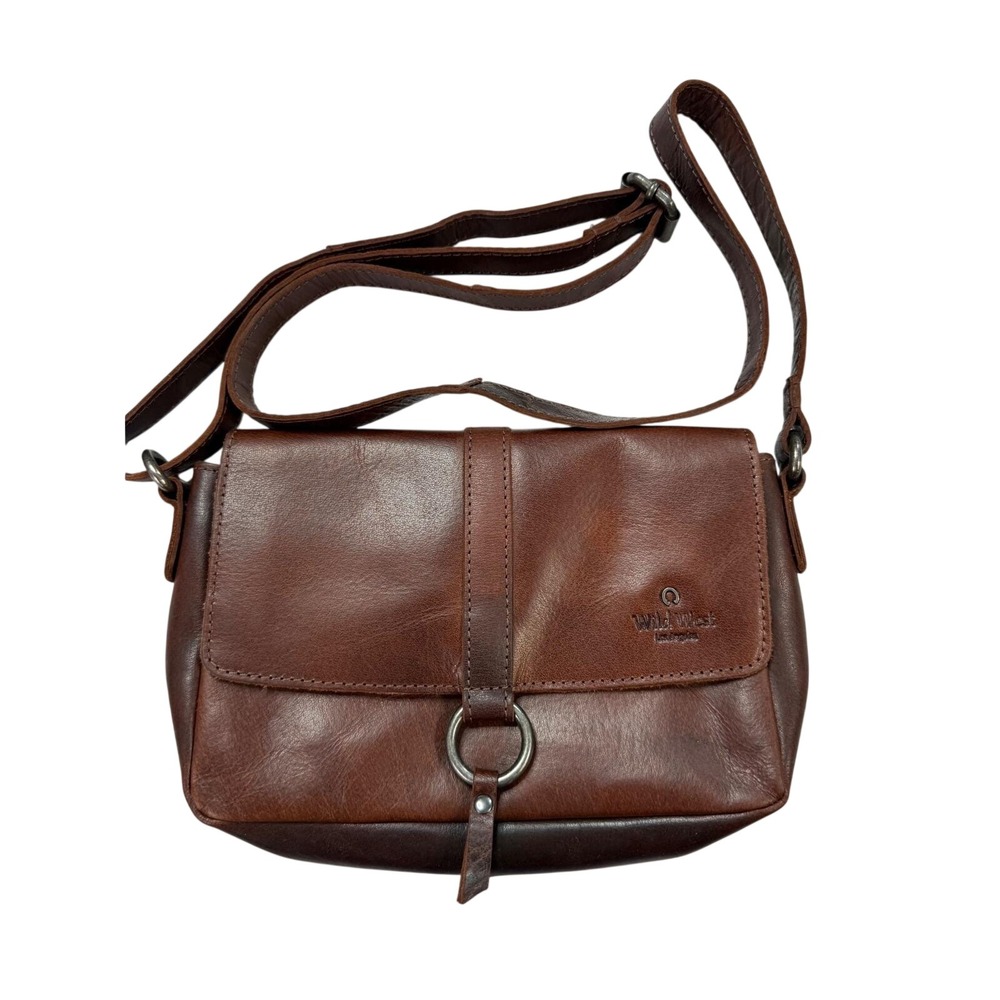 Wild West Crossbody Bag Womens Medium Brown Excellent Leather Flap Western